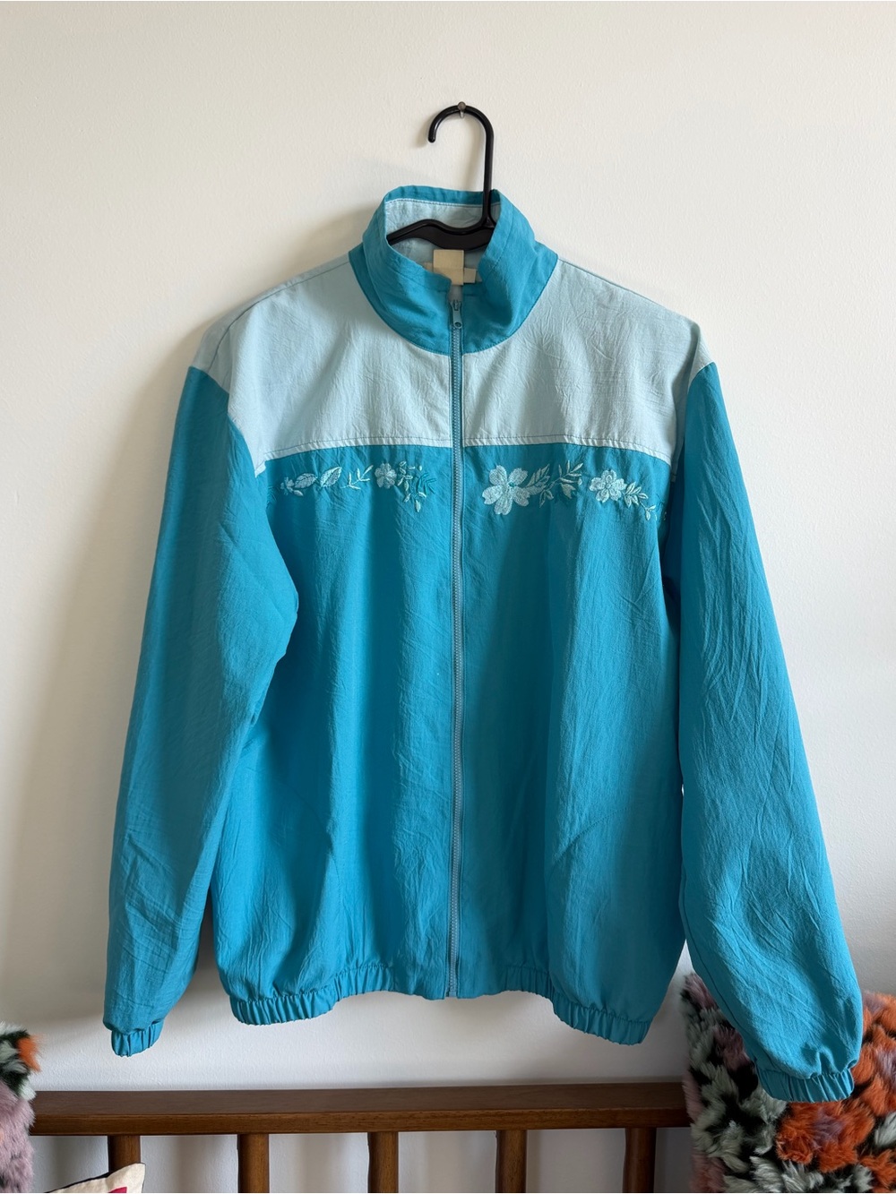 VINTAGE TEDDIE ZIPPER JACKET : EMBROIDERED FLORAL